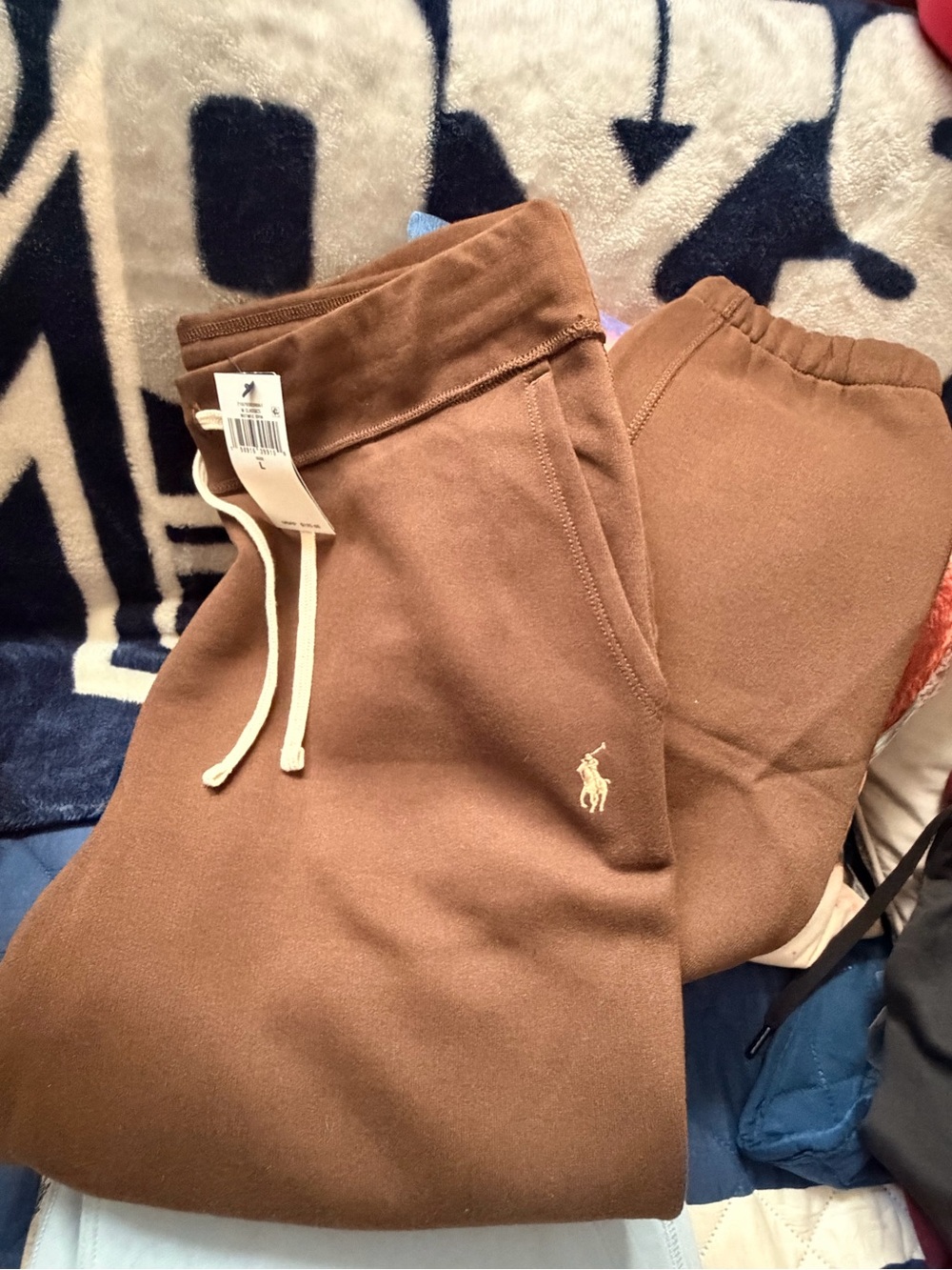 Polo by Ralph Lauren Brown Sweatpants with White Drawstring